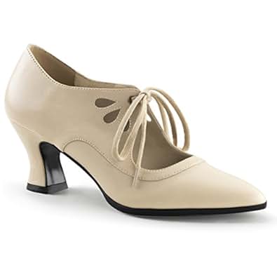 Amazon.com: Womens Cream Mary Jane Shoes with Adjustable Lacing and 2 Inch Kitten Heels Size: 6 
