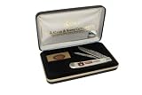 Case Cutlery CAT-AUNC10/4 Auburn Championship Smooth Natural Bone Trapper Pocket Knife With Stainless Steel Blade Gift Set