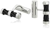 Stainless Steel Cuff Link w/ Black Cable Detail