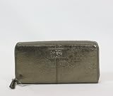 Coach Chelsea Metallic Leather Accordion Zip Around Clutch Wallet 46043 Gunmetal