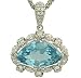 Lds Aqua Pendant with Rd and Marquise Dmds on Dbl Chn