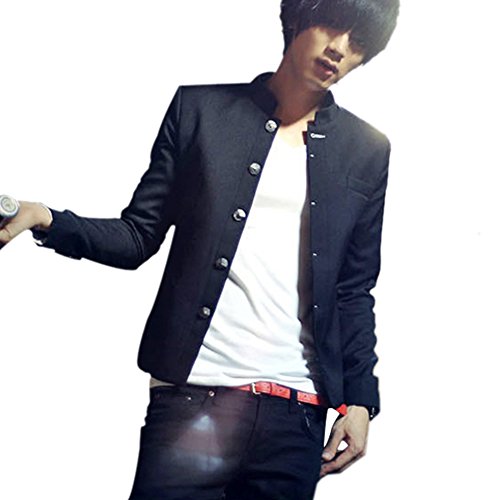 ROPALIA Fashion Men Slim Fitted Button Front Blazer Suit Long Sleeve Coat