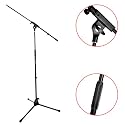 Microphone Stand Boom with FREE Mic Clip - HEAVY DUTY Steel Construction & FREE 2 Year Warranty