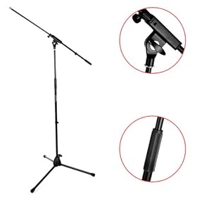 Microphone Stand Boom with FREE Mic Clip - HEAVY DUTY Steel Construction & FREE 2 Year Warranty