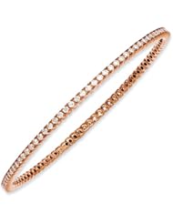 Sterling Silver Pink Plated With Cz Bangle, Best Quality Free Gift Box Satisfaction Guaranteed