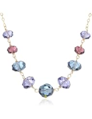 Gold over Sterling Silver with Swarovski Elements Crystal Multi-Color Rondelle Linked Chain Necklace, 16"
