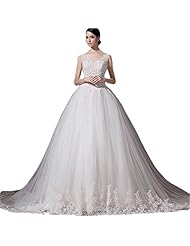 A-line V-neck Lace-Up  Dress with a Court Train 