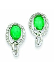 1.9 Carat 14K White Gold Diamond & Emerald Earrings