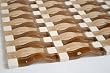 three-D Wave Series CARAMEL CHAI Mosaic Glass Tile with Beige Marble Tumbled Stone