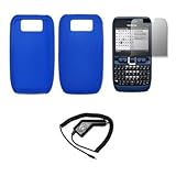 Blue Silicone Gel Skin Cover Case + LCD Screen Protector + Rapid Car Charge ....