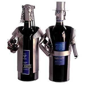Bride & Groom Wine Bottle Holder H&K Steel Sculpture