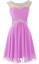 Sexy  Scoop Neck Cocktail Short Chiffon Homecoming Dress/Prom Dress/Party Dress  With Rhinestones