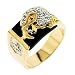 Eagle CZ Diamond Black Enamel Mens Ring