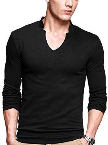 iLoveSIA Mens T-Shirts Casual Long Sleeves Base Shirt Slim V-Neck Undershirt