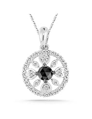 1/3 (0.30-0.35) Cts Black & White Diamond Pendant in 14K White Gold