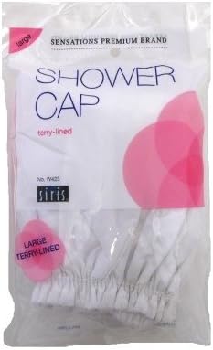 Siris Shower Cap Large Terry Lined Vinyl (Assorted Colors) (3 Pack)