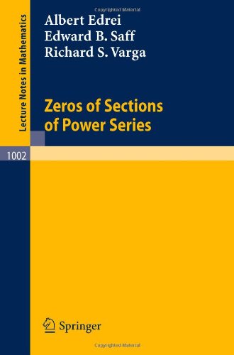 Zeros of Sections of Power Series (Lecture Notes in Mathematics)
