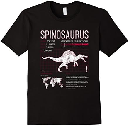 Men's Spinosaurus Dinosaur Facts T Shirt Mens Womens Kids Science Large Black