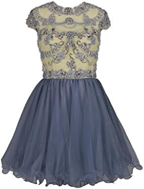 Oucui Women's Tulle Embroider Beading Hand Make Party Short Dress Size 14 Pink