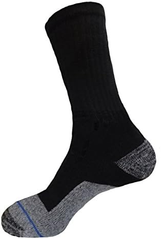 4 Pack Crew Premium Heavy Socks Cotton Long Mid Calf Sports Socks Size 10-13 (Black/Gray)