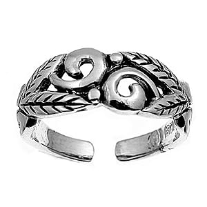 Silver Toe Ring - Leaf