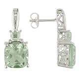 10 5 8 Carat Green Amethyst Earrings w Sterling Silver