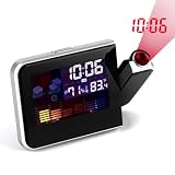 EiioX LED Light LCD Projection Digital Weather Thermometer Alarm Clock Snooze Station