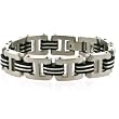 Stainless Steel Black Rubber Bracelet Mens Heavy Link Satin Finish by Bucasi