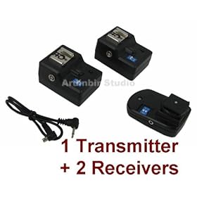 Wireless Radio Remote Flash Trigger 1 Transmitter + 2 Receivers for Canon EOS 450D, 1000D, 550D, 400D, 500D, 350D, Xsi, T1i, T2i, Xti, XS, XT, 50D, 40D, 10D, 20D, 7D, 5D Mark II, 1D Mark II, III, IV, 1Ds