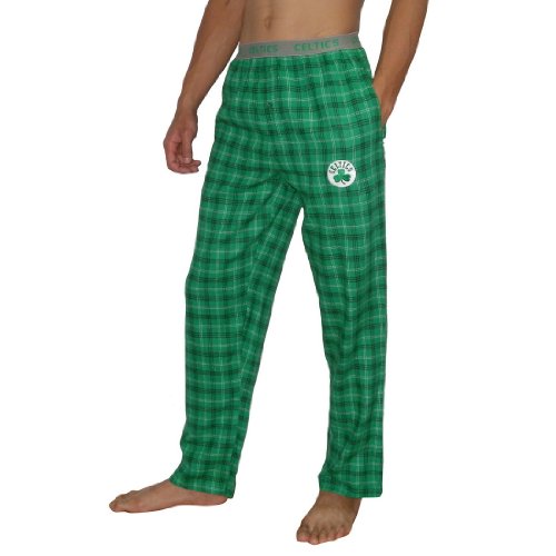 Mens NBA Boston Celtics Plaid Cotton Thermal Sleepwear / Pajama Pants - Green (Size: XXL)