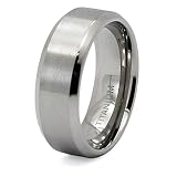 8mm Satin Finished Beveled Edge Titanium Ring (Sizes 8-12)