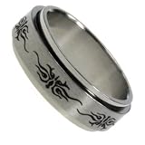 316L Stainless Steel Ring with combination matte and shiny polish. Width: 8mm