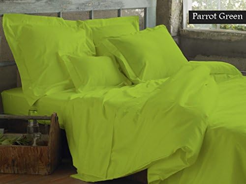 Super Soft Silky SNUG BED Fitted Sheet is made of 300 Threads High Quality 100% Egyptian Cotton Long Staple TWIN Size PARROT GREEN Color - Fade Resistant, Stain Resistant - Hypoallergenic # 15" Deep Pockets - Luxury Fitted Sheet with 2 Pillowcases - Feel the Elegance and Most COMFORTABLE SLEEP For Bedroom, Guest Room, Children's Room, RV, Vacation Home, Bed in a Bag Addition # Ultimate in Comfort all around the year # ALL WITH 100% SATISFACTION AND MONEY BACK GUARANTEE.