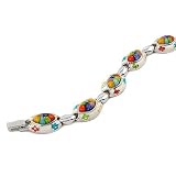 Millacreli Murano Glass Marquise Silver Link Bracelet