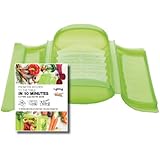Lekue 1-2 Person Steam Case With Draining Tray and Bonus 10 Minute Cookbook, Green