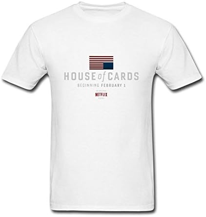Woasee Men's House of Cards Cover T Shirt White XXL