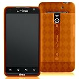 Argyle Flexible TPU Cover Skin Phone Case For LG VS910 / Revolution - Orang ....