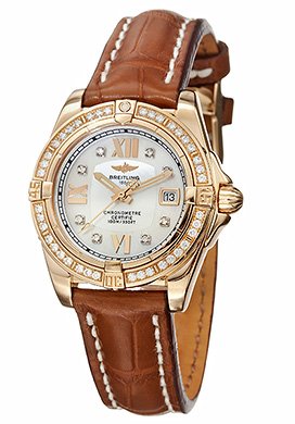 Breitling H7135653-A668-778P Windrider White Mother-of-Pearl Dial Leather Women's Chronometer Watch