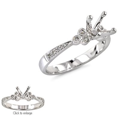 0.12 CT TW ROUND DIAMOND ENGAGEMENT RING SETTING MADE IN 18K WHITE GOLD