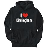 Hoodie Mens Black "I LOVE Birmingham " Usa Cities