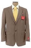 Oscar De La Renta Mens Single Breasted 2 Button Taupe Pinstripe Wool Suit - Size 44R