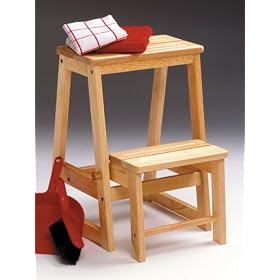 Natural Finish Solid Wood Step Stool by AtHomeMart