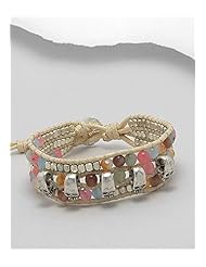 Skull Cotton Semi GemStone Beads Bracelet In Zinc
