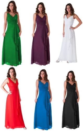 Faship Womens V-Neck Long Evening Gown Bridesmaid Formal Prom Party Dress