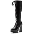 5 Inch Women's Sexy Knee High Boots Chunky Heel Mid Platform Stretch With Inner Zipper