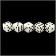 Koplow Set of 5 Loaded Dice 1-4-5 & 2-3-6, Opaque White with Black pips