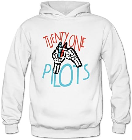 MeiLee Women's Cute Twenty One Pilots Logo Customized 100% Cotton Hoodie Sweatshirt White M