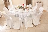 Wallmonkeys Peel and Stick Wall Decals - Dining Table Set for a Wedding or Corporate Event - 72
