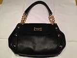 Michael Kors Delancy MD Shoulder Flap Handbag Black Leather Tote