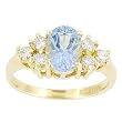 14K Yellow Gold Aquamarine and Diamond Ring